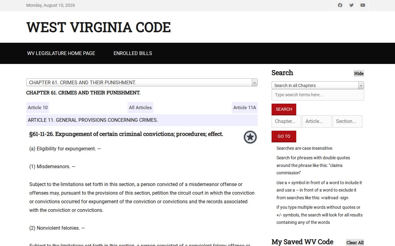 Jackson County criminal court case expungement eligibility and petition law