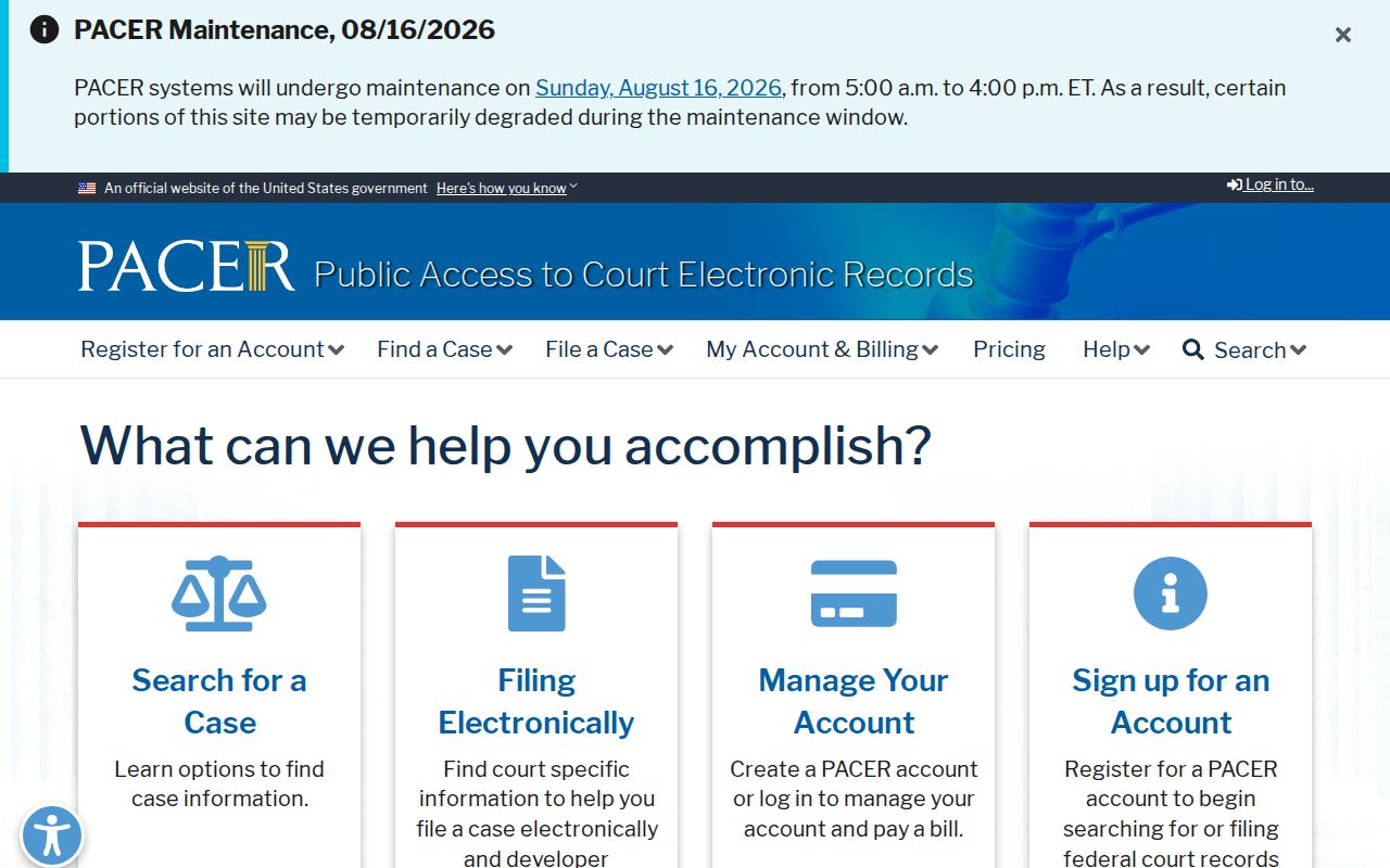 Federal criminal court case search for matters connected to Jackson County