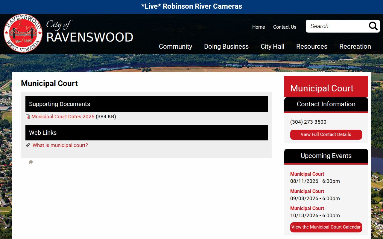 Jackson County criminal court cases on the Ravenswood Municipal Court page
